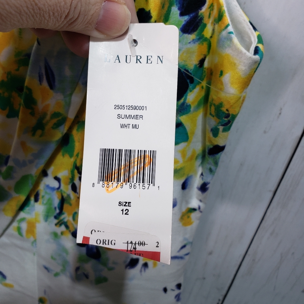 New! Ralph Lauren LRL Women's Floral Watercolor Fit And Flare Dress Size 12. - Picture 5 of 8